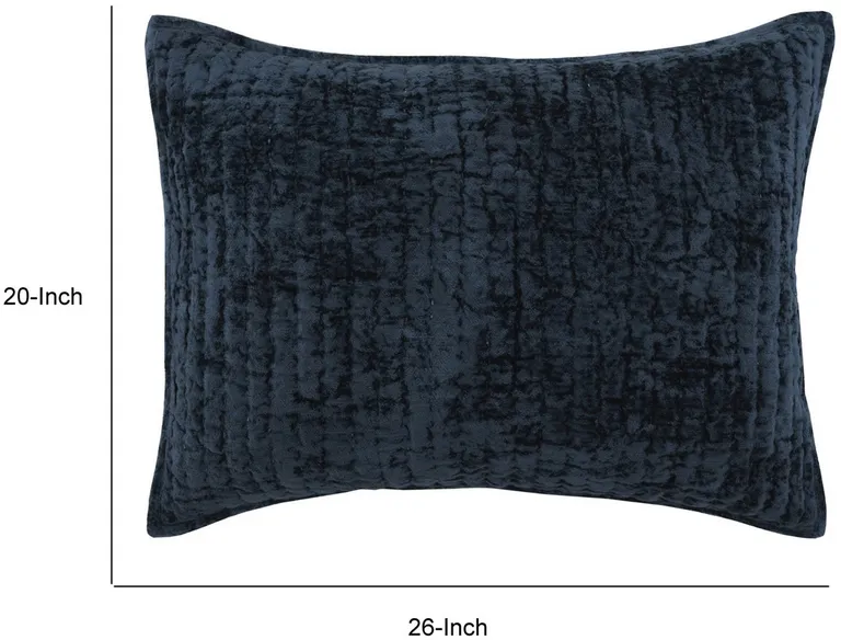 Lipa 20 x 26 Hand Stitched Standard Pillow Sham, Rayon Velvet, Quilted Photo 4