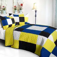 Photo of Little Smile - Vermicelli-Quilted Patchwork Geometric Quilt Set Full/Queen