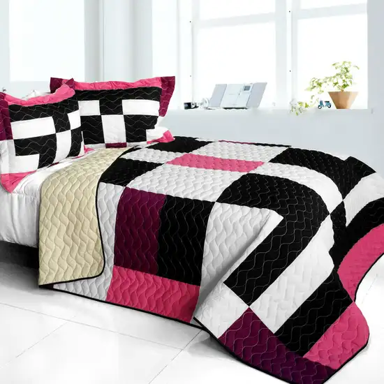 Love For A Child -  3PC Vermicelli - Quilted Patchwork Quilt Set (Full/Queen Size) Photo