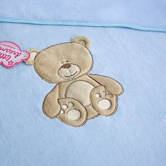Lovely Bear -  Embroidered Applique Polar Fleece Baby Throw Blanket (30.7 by 39.4 inches) Photo 4