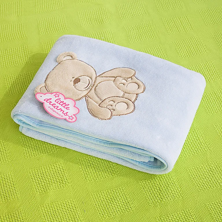 Lovely Bear - Embroidered Applique Polar Fleece Baby Throw Blanket (30.7 by 39.4 inches) Photo 4