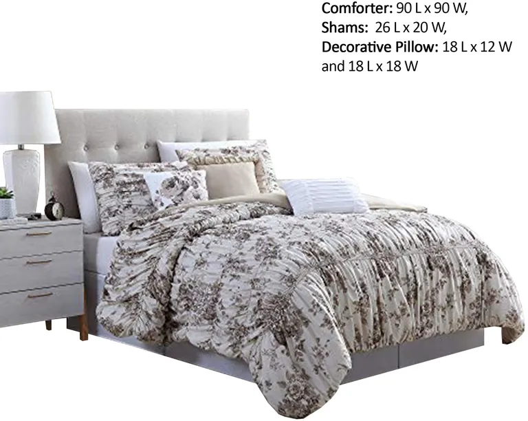 Lyon 6 Piece Floral Queen Comforter Set with Shirring The Urban Port Photo 2