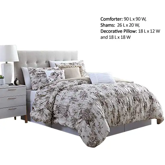 Lyon 6 Piece Floral Queen Comforter Set with Shirring The Urban Port Photo 2