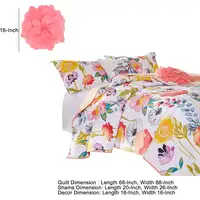 Photo of Mavi 4 Piece Reversible Twin Quilt Set, Spring Floral Print