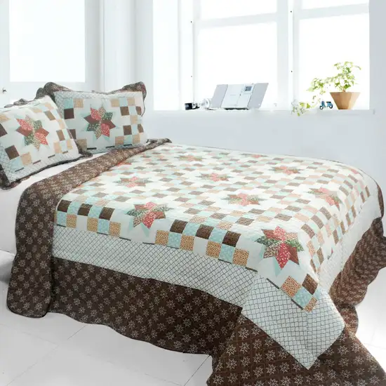 Melt the Snow -  3PC Cotton Vermicelli-Quilted Printed Quilt Set (Full/Queen Size) Photo 1