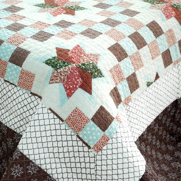 Melt the Snow - 3PC Cotton Vermicelli-Quilted Printed Quilt Set (Full/Queen Size) Photo 4