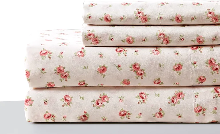 Melun 4 Piece Queen Size Rose Pattern Sheet Set The Urban Port Photo 1