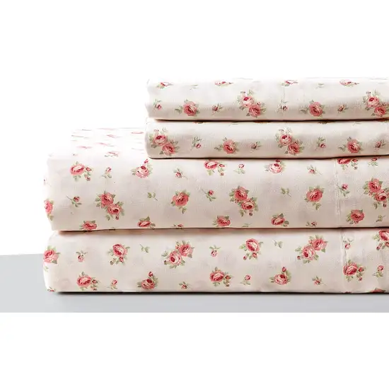 Melun 4 Piece Queen Size Rose Pattern Sheet Set The Urban Port Photo 1