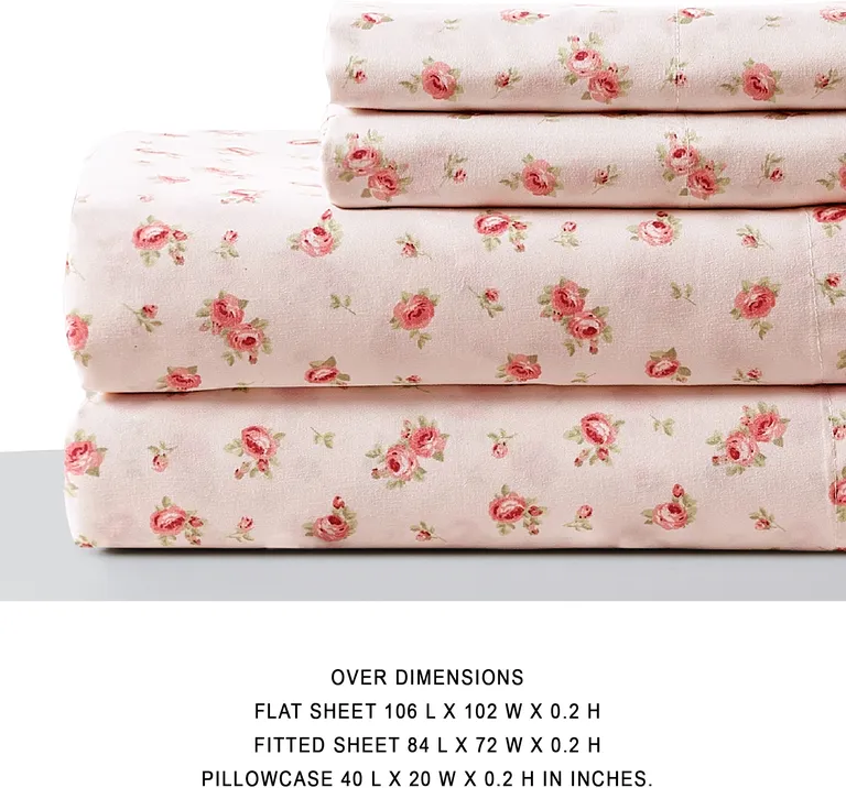 Melun 4 Piece Rose Pattern California King Microfiber Sheet Set The Urban Port Photo 3