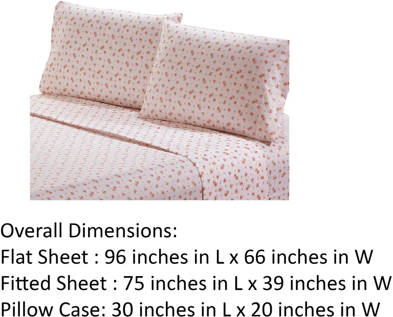 Melun 3 Piece Twin Size Sheet Set with Rose sketch The Urban Port Photo 5