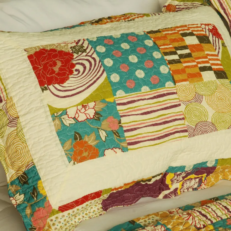 Memory Piano - 100% Cotton 3PC Vermicelli-Quilted Patchwork Quilt Set (Full/Queen Size) Photo 2