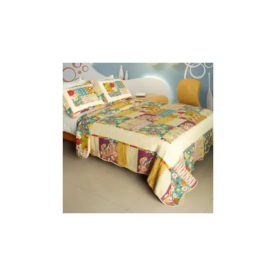 Memory Piano -  100% Cotton 3PC Vermicelli-Quilted Patchwork Quilt Set (Full/Queen Size) Photo 2