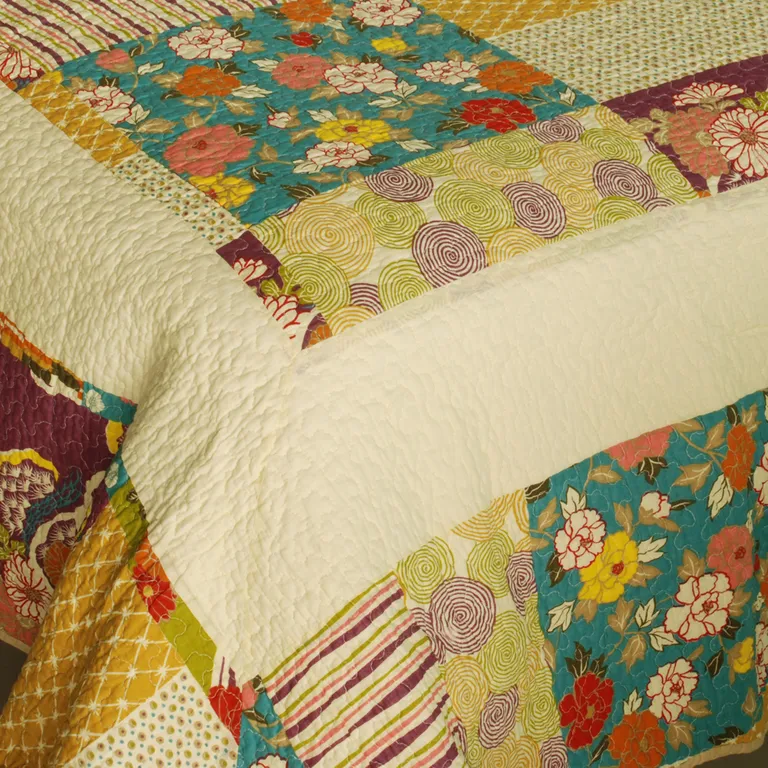 Memory Piano - 100% Cotton 3PC Vermicelli-Quilted Patchwork Quilt Set (Full/Queen Size) Photo 4