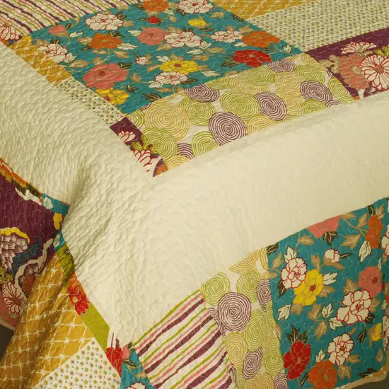 Memory Piano -  100% Cotton 3PC Vermicelli-Quilted Patchwork Quilt Set (Full/Queen Size) Photo 5