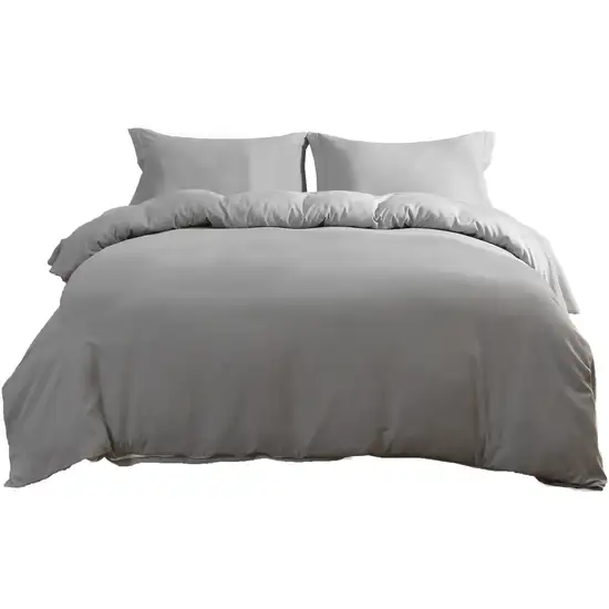 Light Gray  Microfiber 1400 Thread Count Washable Duvet Cover Set Photo 3