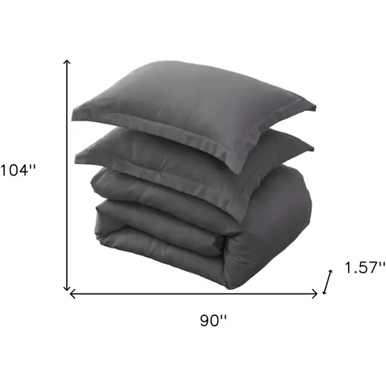 Dark Slate Gray  Microfiber 1400 Thread Count Washable Duvet Cover Set Photo 9