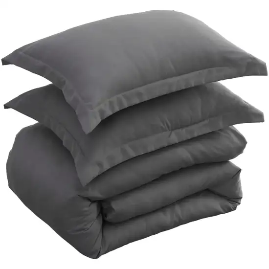 Dark Slate Gray  Microfiber 1400 Thread Count Washable Duvet Cover Set Photo 3