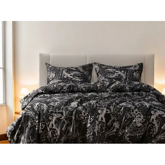 Black and Gray  Microfiber 1400 Thread Count Washable Duvet Cover Set Photo 1