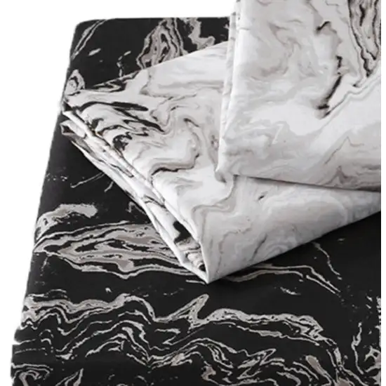 Black Gray and White  Microfiber 1400 Thread Count Washable Duvet Cover Set Photo 5