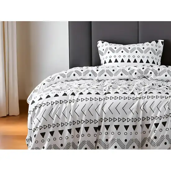 Black and White  Microfiber 1400 Thread Count Washable Duvet Cover Set Photo 1