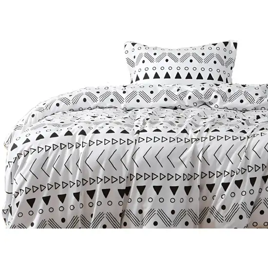 Black and White  Microfiber 1400 Thread Count Washable Duvet Cover Set Photo 2