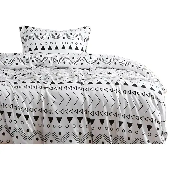 Black and White  Microfiber 1400 Thread Count Washable Duvet Cover Set Photo 4