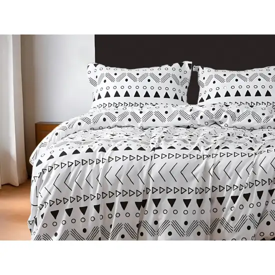 Black and White  Microfiber 1400 Thread Count Washable Duvet Cover Set Photo 1