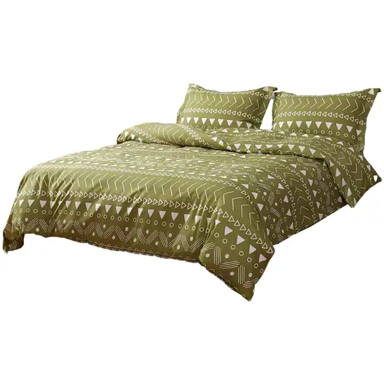 Olive Green  Microfiber 1400 Thread Count Washable Duvet Cover Set Photo 2