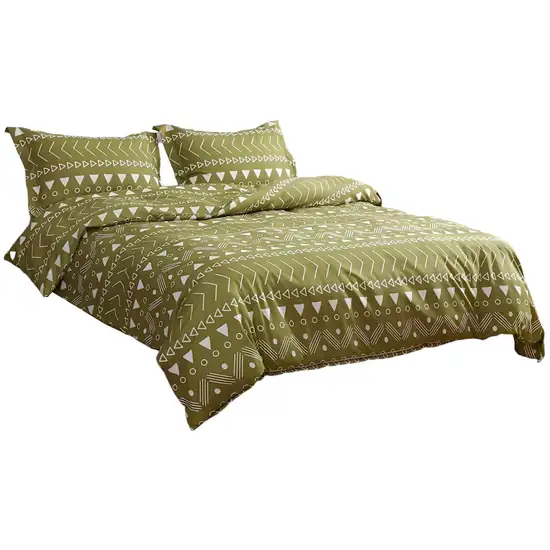 Olive Green  Microfiber 1400 Thread Count Washable Duvet Cover Set Photo 3