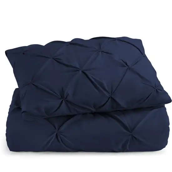 Navy Blue  Microfiber 110 Thread Count Washable Down Alternative Comforter Photo 4