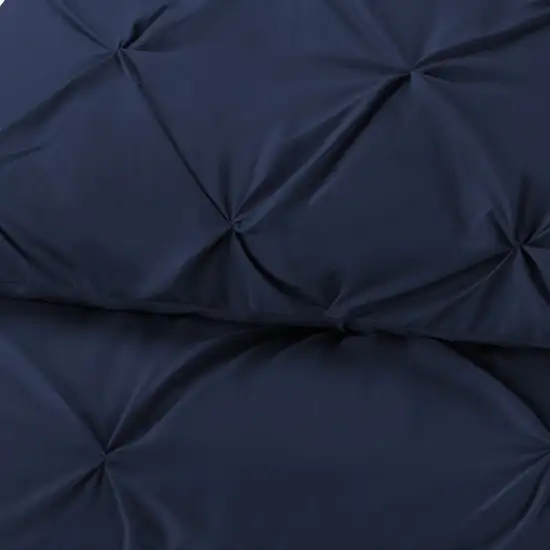 Navy Blue  Microfiber 110 Thread Count Washable Down Alternative Comforter Photo 3