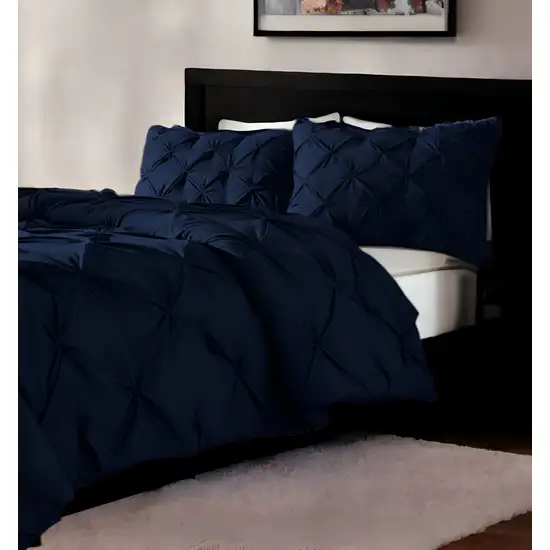 Navy Blue  Microfiber 110 Thread Count Washable Down Alternative Comforter Photo 1