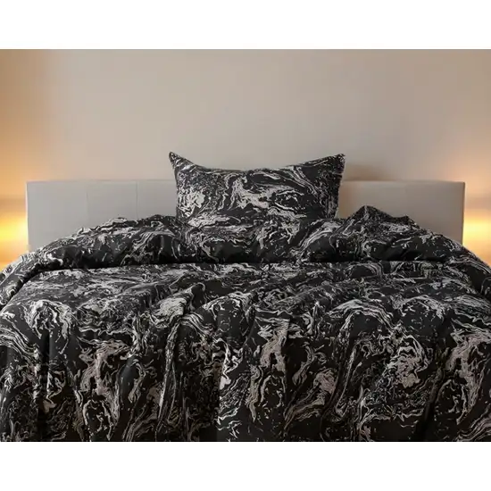 Black and Gray  Microfiber 1400 Thread Count Washable Duvet Cover Set Photo 1