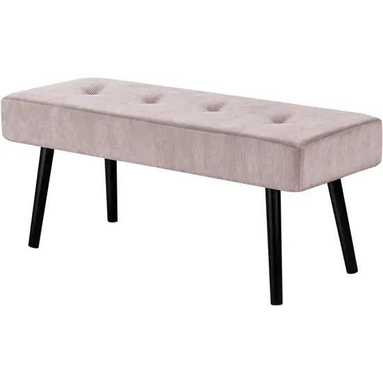 Mid-Century Pink Corduroy Upholstered End of Bed Bench with Black Metal Legs Photo 4