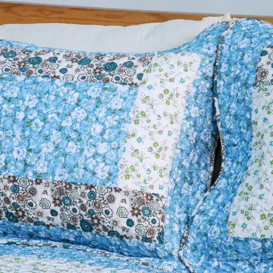 Midsummer Dream -  100% Cotton 3PC Floral Vermicelli-Quilted Patchwork Quilt Set (Full/Queen Size) Photo 4