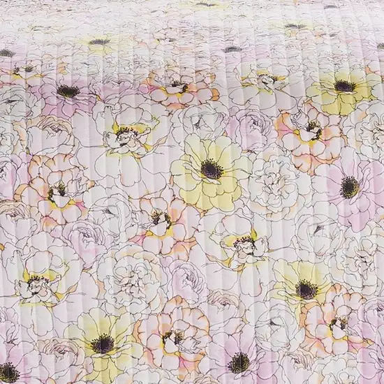 Milan 3 Piece Microfiber Blooming Flower Pattern Queen Quilt Set Photo 2