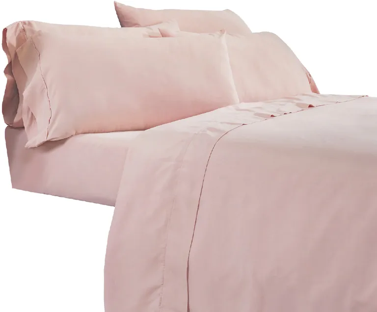 Minka 6 Piece California King Bed Sheet Set, Antimicrobial Microfiber, Pink Photo 4