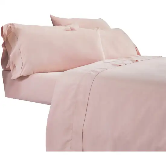 Minka 6 Piece California King Bed Sheet Set, Antimicrobial Microfiber, Pink Photo 4