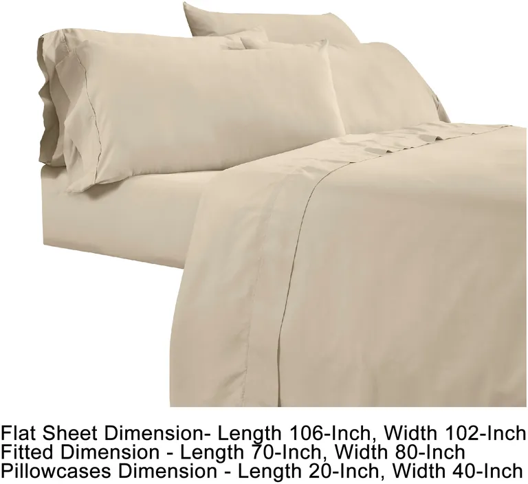 Minka 6 Piece King Bed Sheet Set, Soft Antimicrobial Microfiber, Beige Photo 5