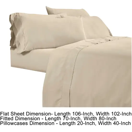 Minka 6 Piece King Bed Sheet Set, Soft Antimicrobial Microfiber, Beige Photo 5