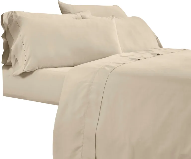 Minka 6 Piece King Bed Sheet Set, Soft Antimicrobial Microfiber, Beige Photo 1