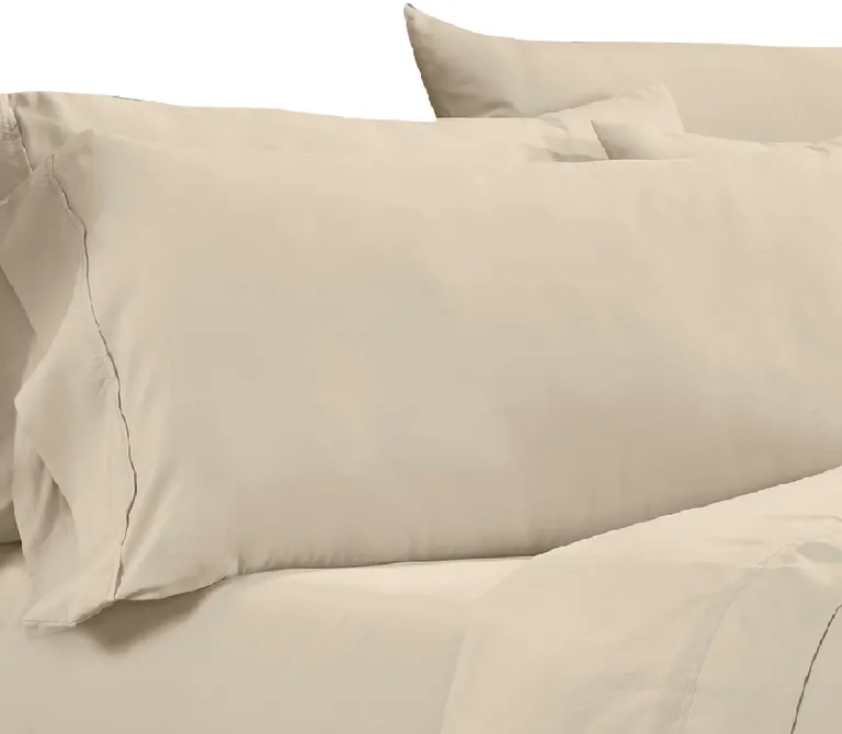 Minka 6 Piece King Bed Sheet Set, Soft Antimicrobial Microfiber, Beige Photo 2