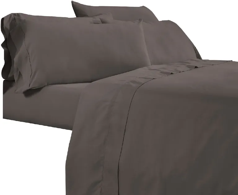 Minka 6 Piece King Bed Sheet Set, Soft Antimicrobial Microfiber, Dark Brown Photo 1