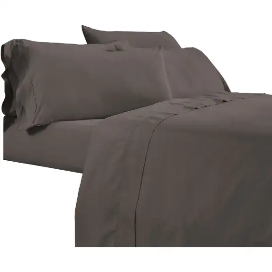 Minka 6 Piece King Bed Sheet Set, Soft Antimicrobial Microfiber, Dark Brown Photo 1