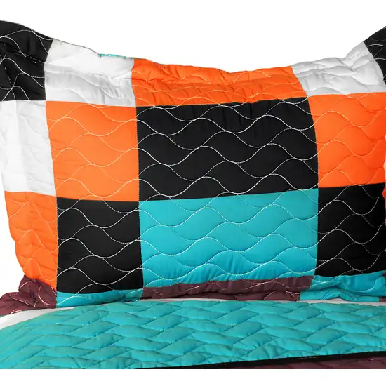 Minor Cause -  Vermicelli-Quilted Patchwork Geometric Quilt Set Full/Queen Photo 2