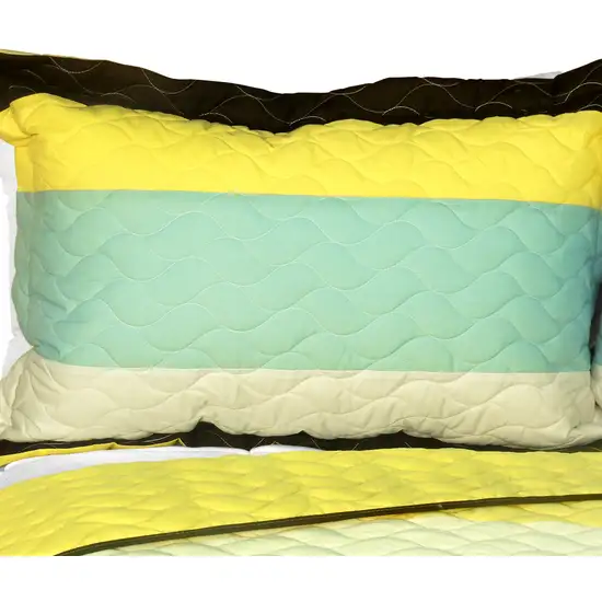 Mira Beauty -  3PC Vermicelli-Quilted Patchwork Quilt Set (Full/Queen Size) Photo 2