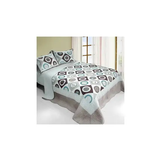 Mistery Circle  -  3PC Cotton Vermicelli-Quilted Printed Quilt Set (Full/Queen Size) Photo 2