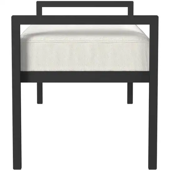 Modern Industrial Bed Bench with Black Metal Frame and Cream Upholstered Cushion Photo 4