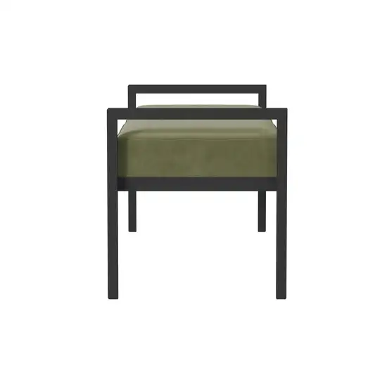 Modern Industrial Bed Bench with Black Metal Frame and Sage Green Velvet Cushion Photo 4