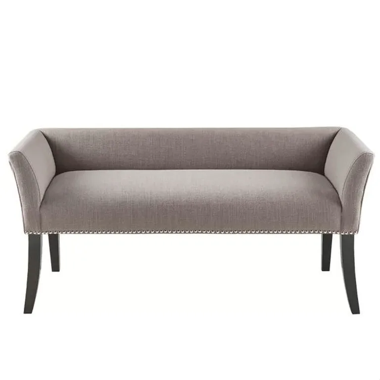 Modern Mid-Century Grey Upholstered Accent Bench Photo 2